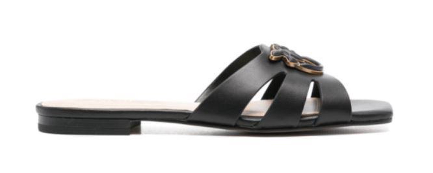 Black leather 'Marli' slippers