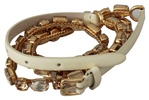 Crystal Embellished Belt s White with Champagne Crystals