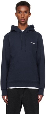 Navy Script Embroidery Hoodie