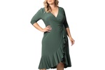 Plus Size Whimsy Ruffled Midi Wrap Dress