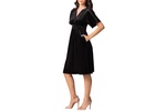 Women's Angelic Velvet Midi Cocktail Dress with Pockets