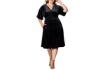 Women's Plus Size Angelic Velvet Midi Cocktail Dress with Pockets