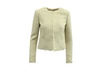 tweed jacket with frayed trim in ivory cotton