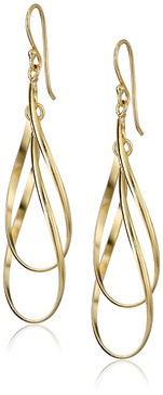 Amazon Essentials Gold Plated Sterling Silver Double Elongated Oval Twist French Wire Drop Earrings , (previously Amazon Collection)