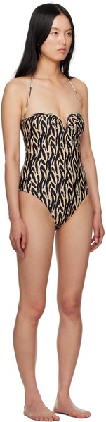 Beige & Black Brissa One-Piece Swimsuit