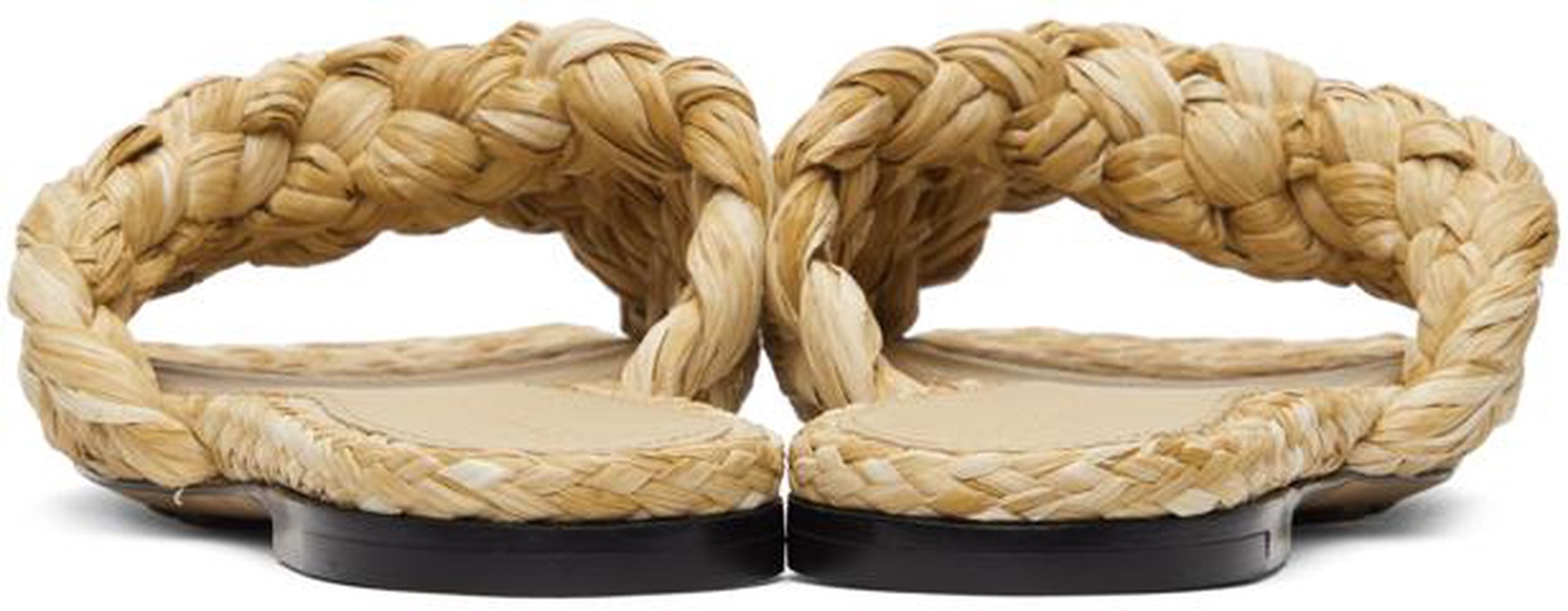Beige Raffia Stretch Flat Sandals