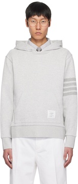 Gray Double Face Knit 4-Bar Hoodie