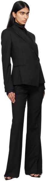 Black Regular-Fit Flared Wool Twill Trousers