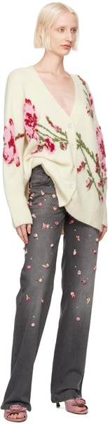Off-White Jacquard Roses Cardigan