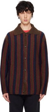 Navy & Brown Mohair Stripe Cardigan