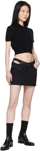 Underwear-effect denim mini skirt