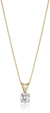 Amazon Essentials 14k Gold Adjustable Prong Set Round-Cut Diamond Pendant , (previously Amazon Collection)