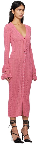 Pink Button Midi Dress