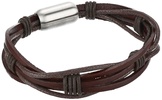 Amazon Essentials Men's Bracelet, Brown Leather/Stainless Steel, 8.5", (previously Amazon Collection)
