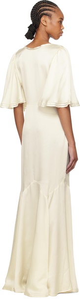 Off-White Satin Claret Maxi Dress