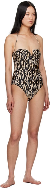 Beige & Black Brissa One-Piece Swimsuit
