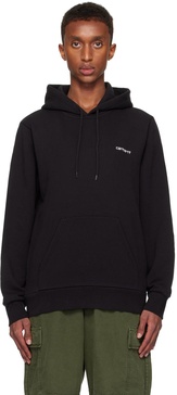 Black Script Embroidery Hoodie