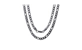 Men's black IP Plated Stainless Steel Figaro Chain Link Necklaces