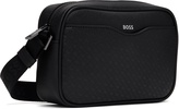 Black Embossed Logo Messenger Bag