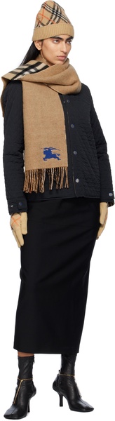 Beige Check Cashmere Blend Gloves