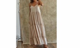 polka dot maxi dress in cream