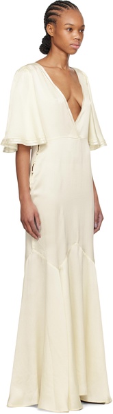 Off-White Satin Claret Maxi Dress