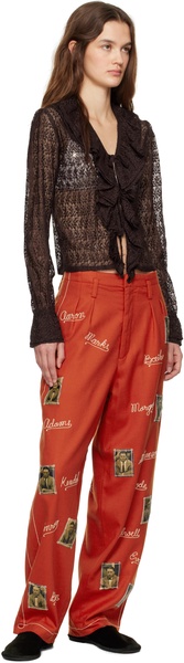 Brown Lace Flounce Blouse