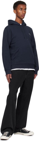 Navy Script Embroidery Hoodie