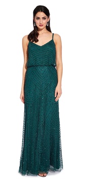 Adrianna Papell Women's Art Deco Beaded Blouson Gown