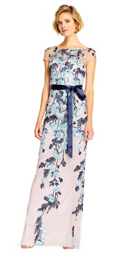 Adrianna Papell Women's Cascading Floral Colmn Gwn