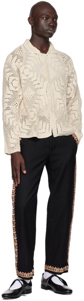 Black Regal Scallop Trousers