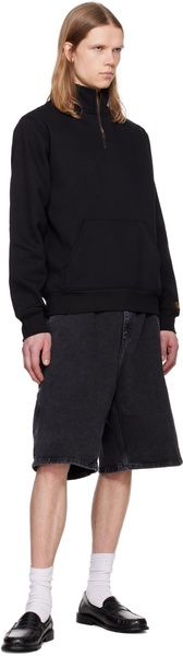 Black Chase Neck Zip Sweatshirt