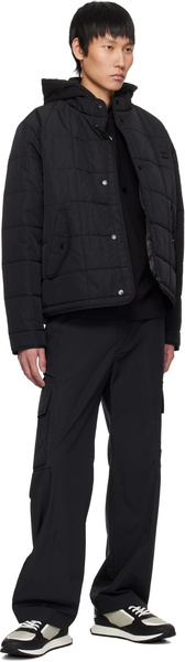 Black Logo Print Cotton-Terry Hoodie