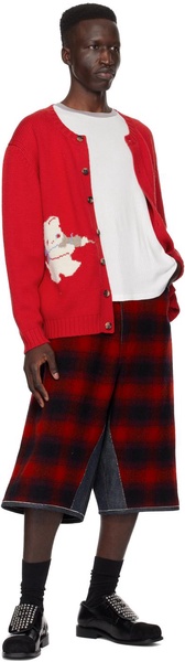 Red Novelty Prose Cardigan