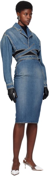 Cropped denim wrap jacket