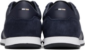 Navy Mixed-Material Lace-Up Sneakers