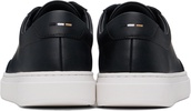 Black Coated-Leather Logo Sneakers