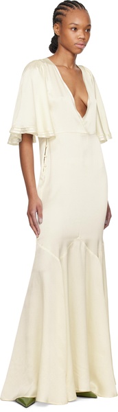 Off-White Satin Claret Maxi Dress