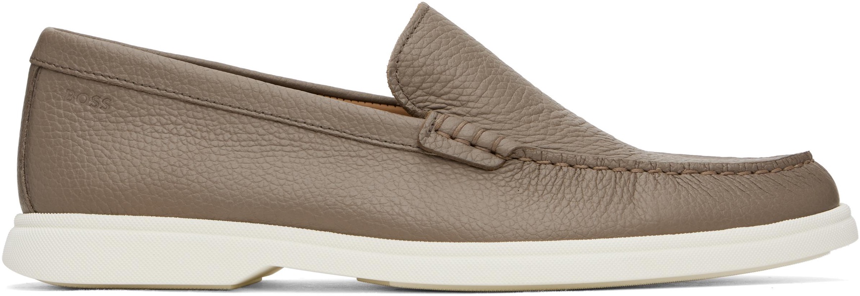 Taupe Tumbled-Leather Loafers
