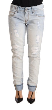 distressed cotton folded hem  trouser women's jeans
