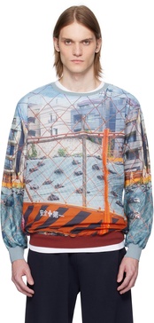 Blue Holiday Fence Long Sweatshirt