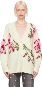 Off-White Jacquard Roses Cardigan