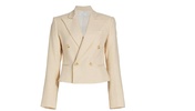 women's river linen double breasted blazer in barely beige