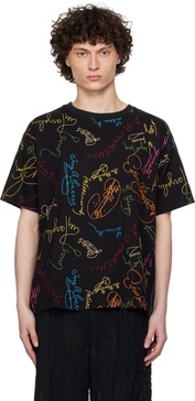 Black Signature Scrawl Boxy T-shirt