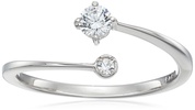 Amazon Essentials Platinum-Plated Sterling Silver Infinite Elements Cubic Zirconia 2-Stone Round Ring , (previously Amazon Collection)