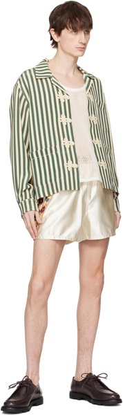 Green & Off-White Soda Stripe Trillium Shirt