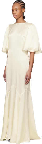 Off-White Satin Claret Maxi Dress
