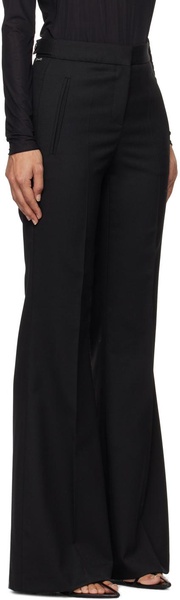 Black Regular-Fit Flared Wool Twill Trousers