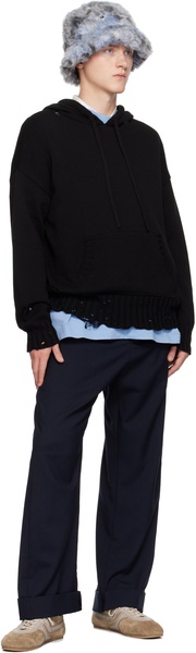 Black Dishevelled Mending Hoodie