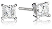 Amazon Essentials Certified Platinum Princess-Cut Diamond Stud Earrings (G-H Color, VS2 Clarity), (previously Amazon Collection)